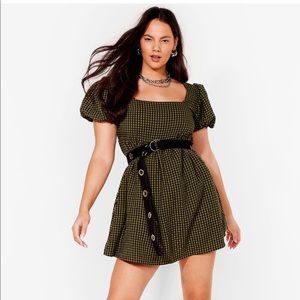 GREEN AND BLACK CHECKERED PLUS SIZE DRESS NASTYGAL